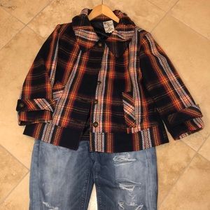 Tulle Plaid Wool Jacket NWOT